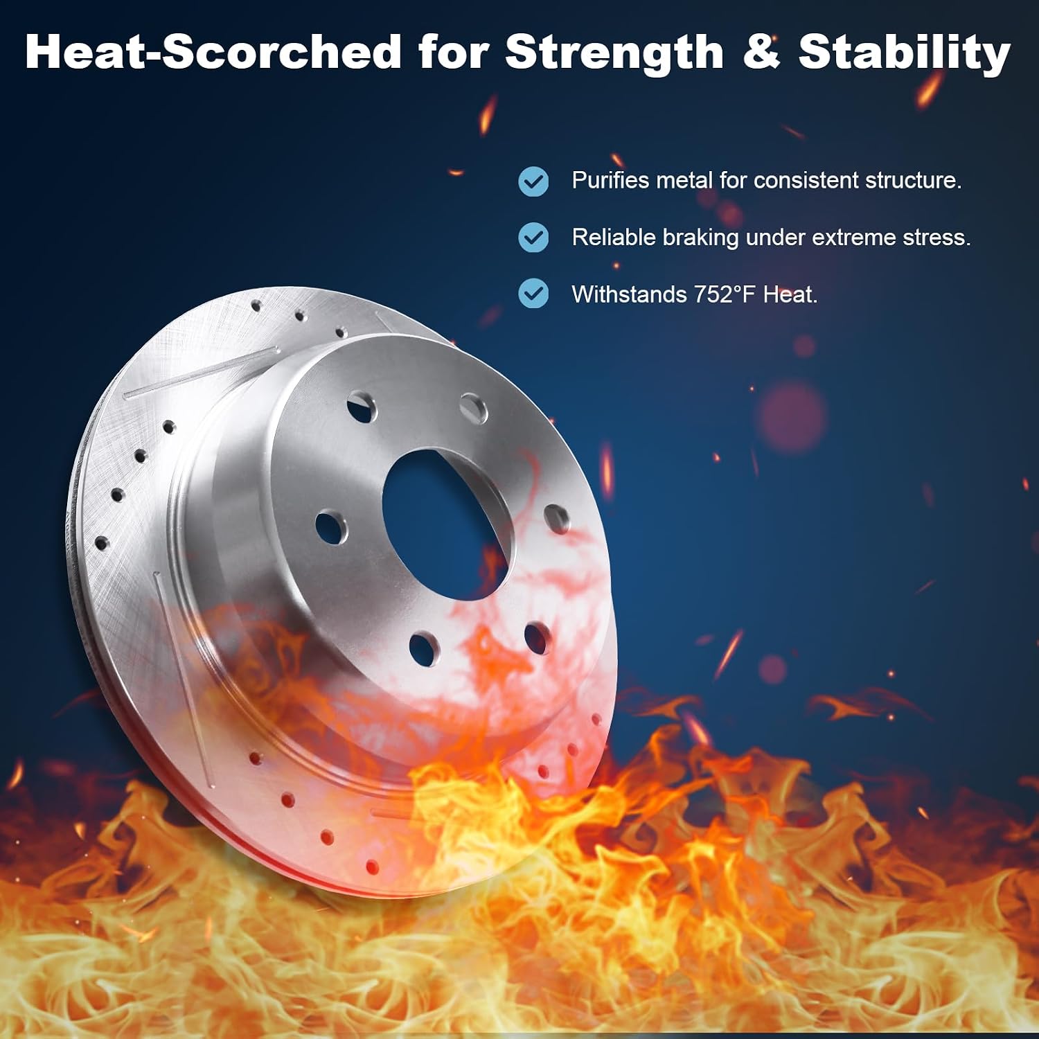 Front & Rear Drilled and Slotted Disc Brake Rotors & Ceramic Brake Pads Kit Fit for Chevy 03-05 Astro, 99-06 Silverado 1500, 00-01 Tahoe; for GMC 03-05 Safari, 99-06 Sierra 1500, 00-01 Yukon