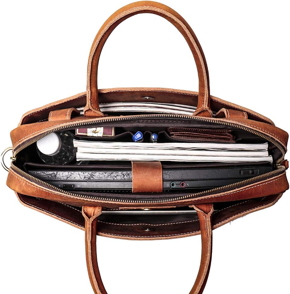 Mullis Mercantile Leather Briefcase/Computer Bag, Messenger Bag, Laptop Bag, Shoulder Bag, Satchel, a timeless, vintage, classic that protects your essentials. Crafted from full-grain leather.