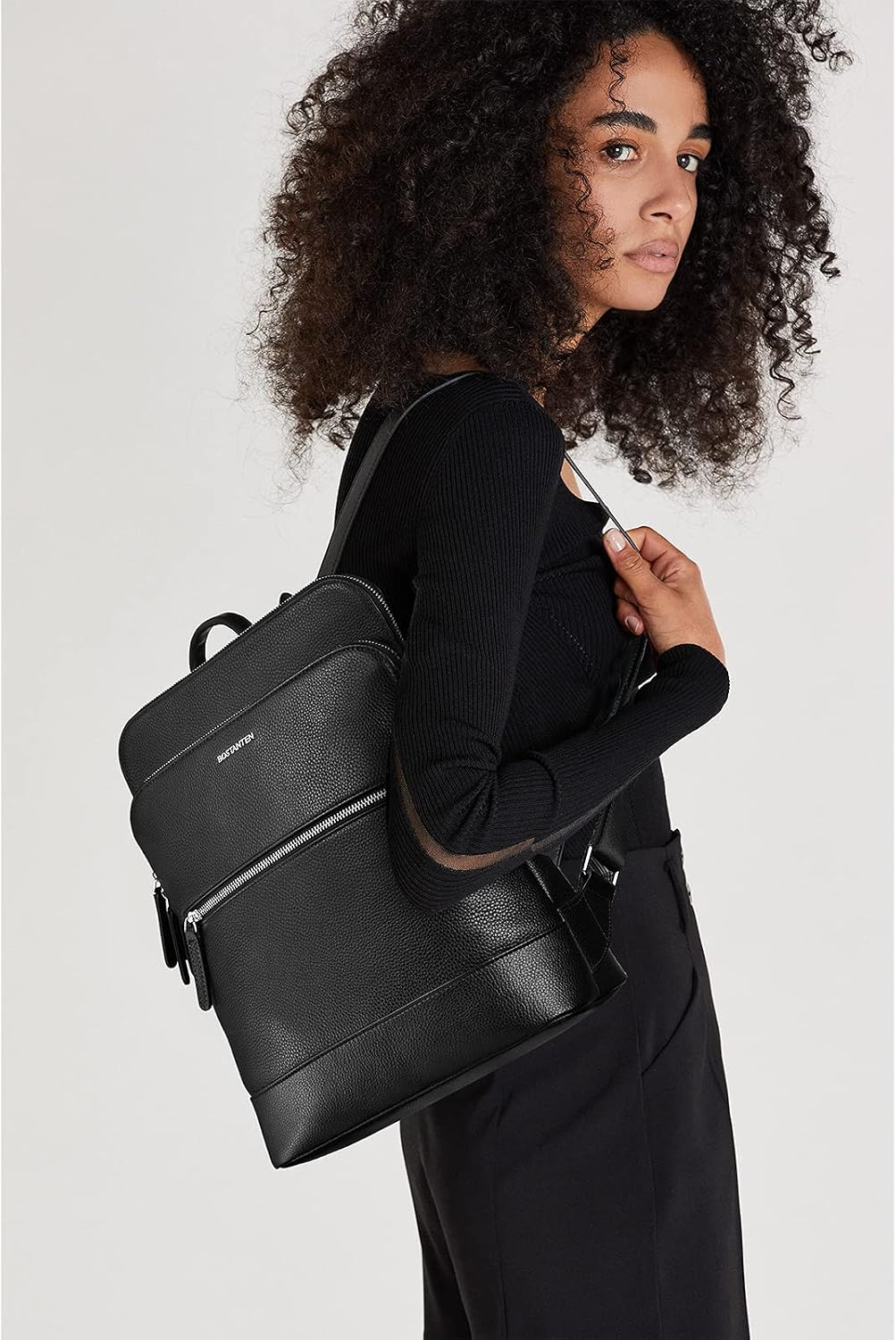 BOSTANTEN Leather Laptop Backpack for Women 15.6 inch Computer Bag Travel Work Daypack