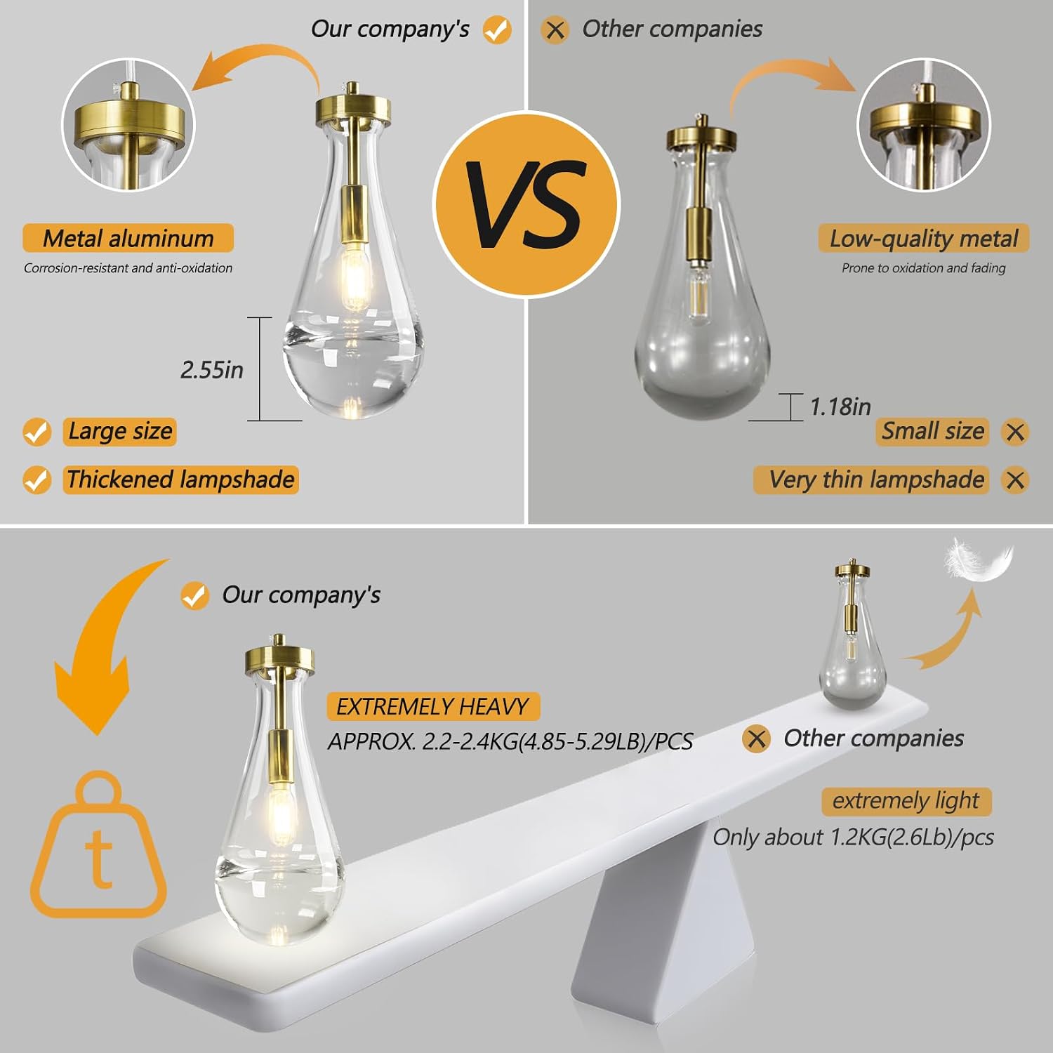 Raindrop Pendant Lights Kitchen Island Set of 3 Teardrop Gold Hanging Light Fixtures Clear Solid Glass Pendant Light Modern Chandeliers for Dining Room Porch Corridor Living Room…