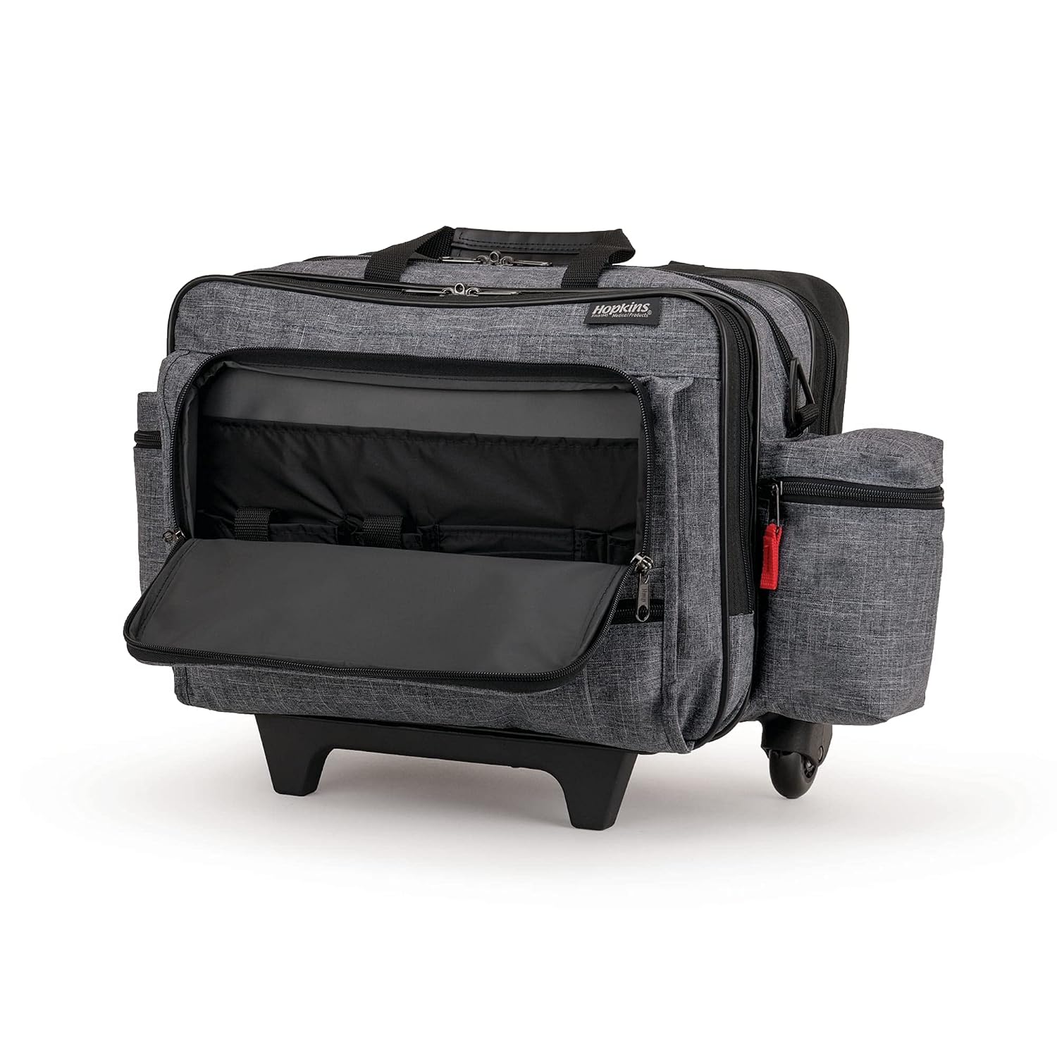 Hopkins Medical Products Antimicrobial Rolling Medical Bag: Waterproof, Lockable File Pocket, Wide Wheel Base - Perfect for Busy Healthcare Pros, 36.5' Handle