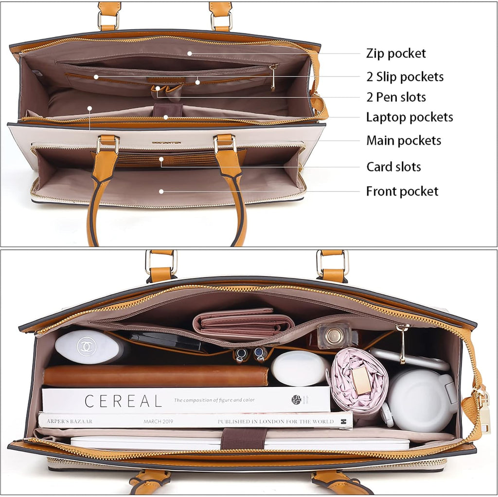 BOSTANTEN Leather Briefcase for Women Vintage 15.6 inch Laptop Bag for Women Business Tote Shoulder Handbag