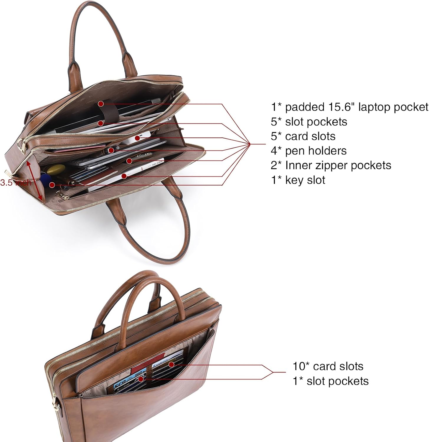 CLUCI Briefcase for Women Oil Wax Leather Business 15.6 Inch Laptop Handbag Vintage Slim Large Shoulder Work Bag | Oil Wax Leather, Business, 15.6 Inch, Laptop, Vintage, Slim