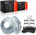 A-Premium 12.78 inch (324.6mm) Front Drilled and Slotted Disc Brake Rotors + Ceramic Pads Kit Compatible with Select Cadillac, Chevy, GMC & Hummer Models - Silverado, Suburban, Savana, Sierra, Yukon