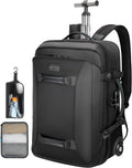 Backpack with wheels,Rolling laptop backpack with 2 Packing Cubes,Water-Resistant,Wheeled backpack Suitcase for Men Adults to Travel, Commuting,Black