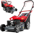 cdar Self-Propelled Gas Lawn Mower, Gas Lawn Mower with 173cc Engine, 60L Grass Bag 20-Inch Cutting Width Adjustable Height Heavy-Duty Steel Deck for Yard Patio & Large Lawns Maintenance Red