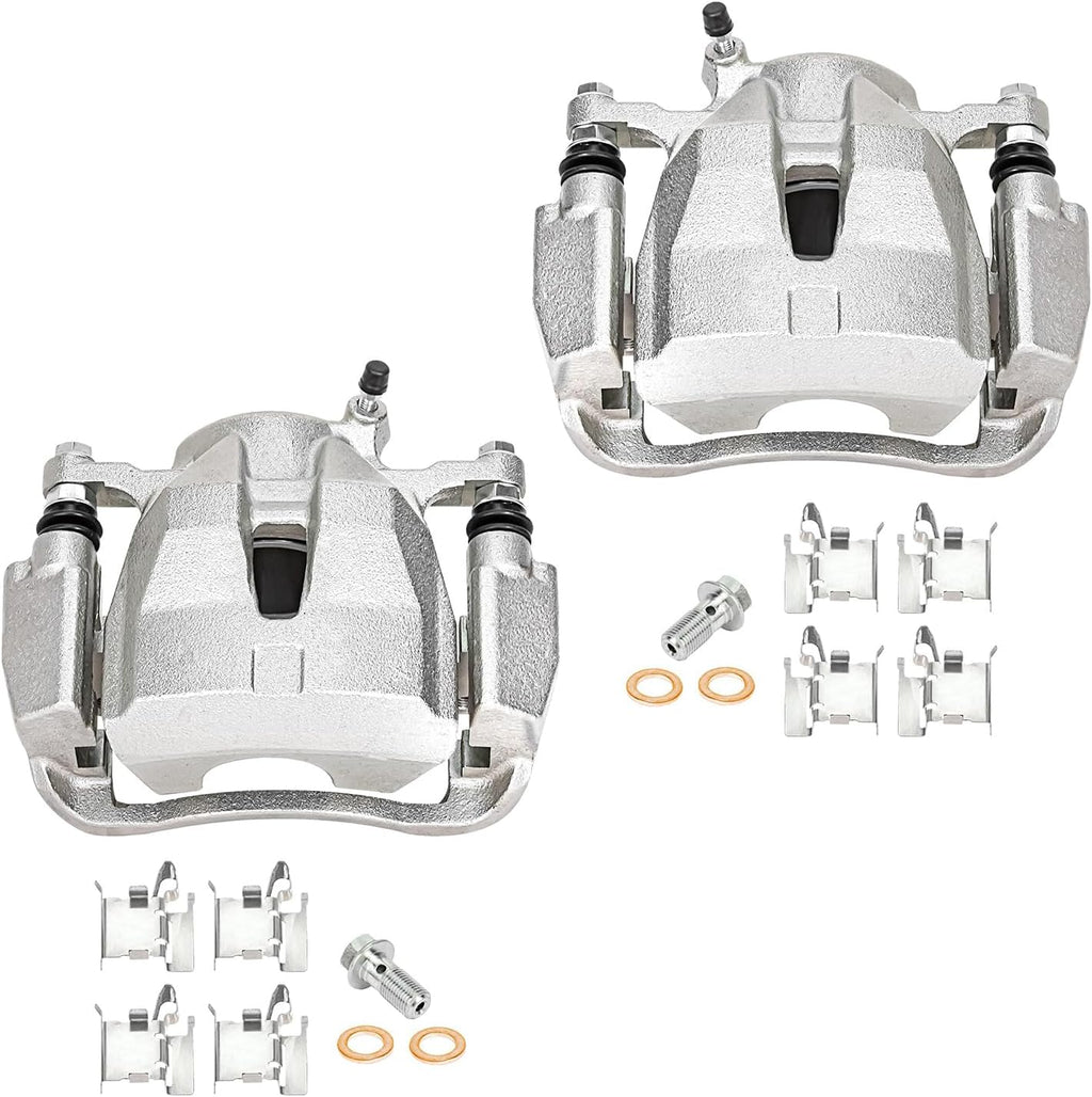 Detroit Axle - FWD Front Steering Knuckles & Wheel Hub Bearings Disc Brake Calipers with Brackets Replacement for 2009-2013 Toyota Matrix 2.4L