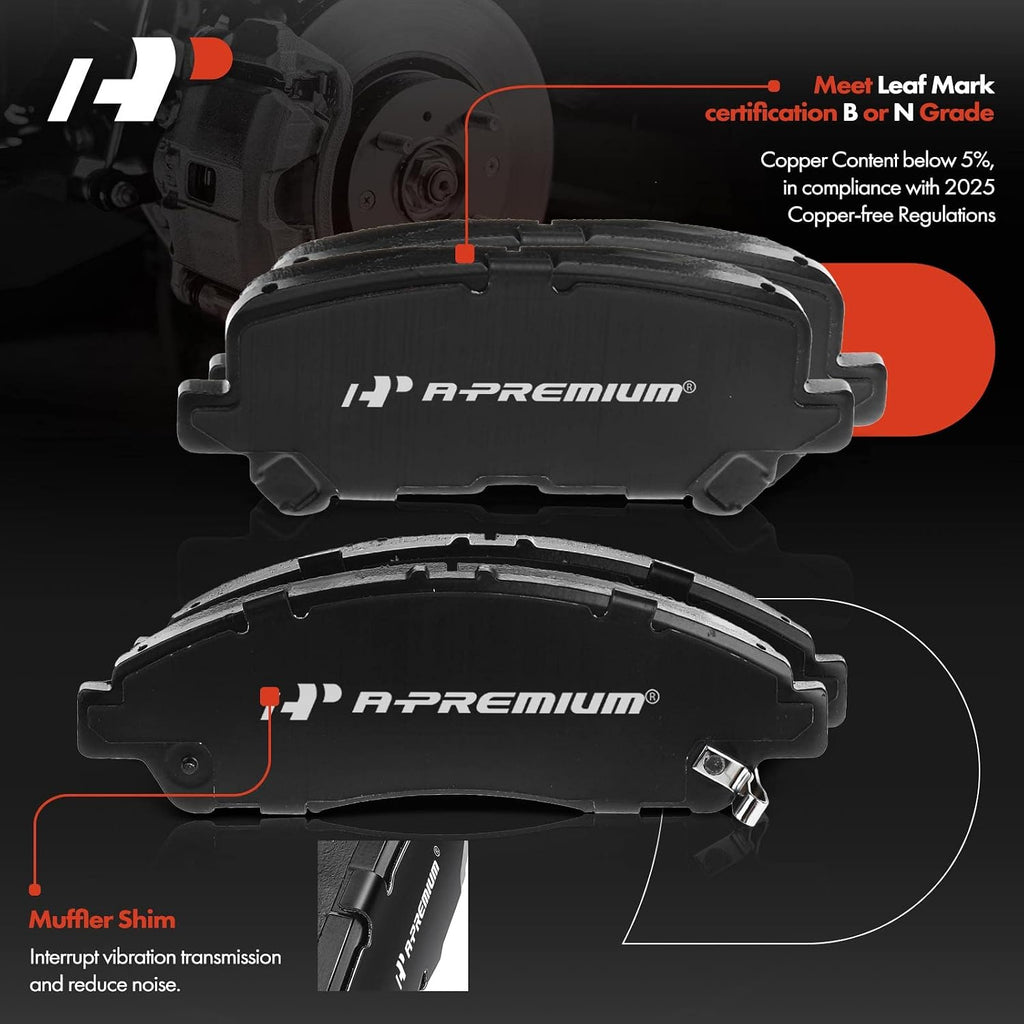 A-Premium Front & Rear Drilled and Slotted Disc Brake Rotors Ceramic Pads Kit Compatible with Honda and Acura Models - Pilot 2009-2015, MDX 2007-2013, ZDX 2010-2013, 12-PC Set