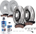 Detroit Axle - Brake Kit for Volkswagen 2010 Jetta 2009-2011 Eos 2009-2010 Audi A3 Quattro Drilled and Slotted Disc Brake Rotors Ceramic Brakes Pads : 11.34' inch Front and 11.10' inch Rear Rotors