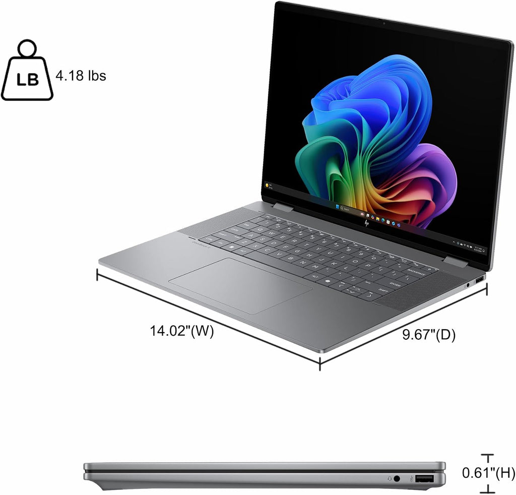 HP OmniBook X Flip 2-in-1 Laptop 16' WUXGA IPS Touch (400nits) AMD 6-core Ryzen AI 5 340 (Up to 50 Tops) 16GB DDR5 512GB SSD for Designer Business Professional Work Win11Pro ICP Hub