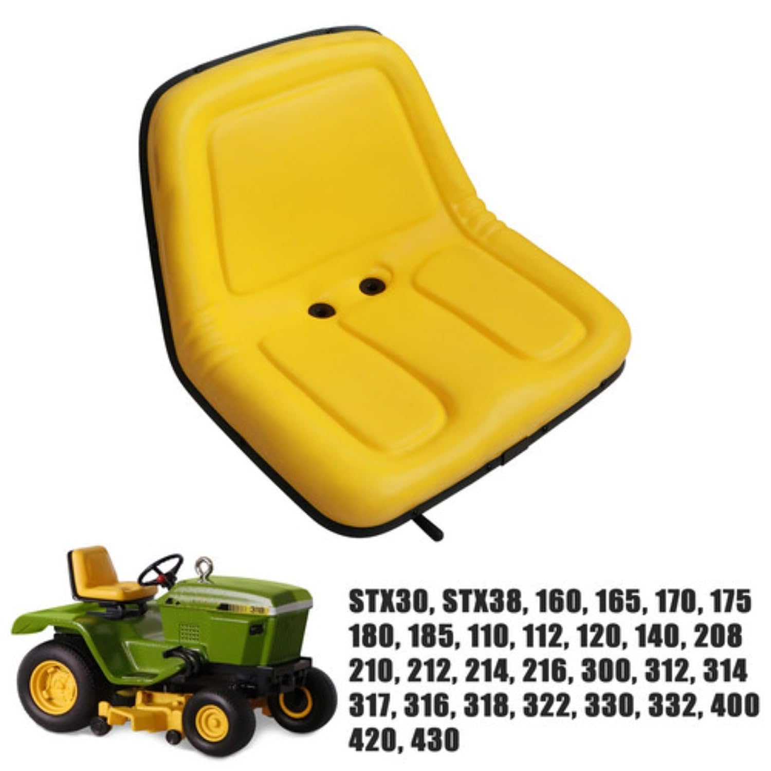 GXARTS Lawn Mower Seat Replacement Yellow Compatible with John Deere Tractor 212, 214, 216, 300, 312, 314, 317, 316, 318, 322, 330, 332, 400, 420, 430 160, 165, 170, 175, 180 Riding Mower Skid Steers