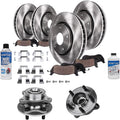 Detroit Axle - Front and Rear Disc Rotors Ceramic Brake Pads Wheel Hub and Bearing Replacement for Land Rover LR3 Range Rover Sport - 12pc Set
