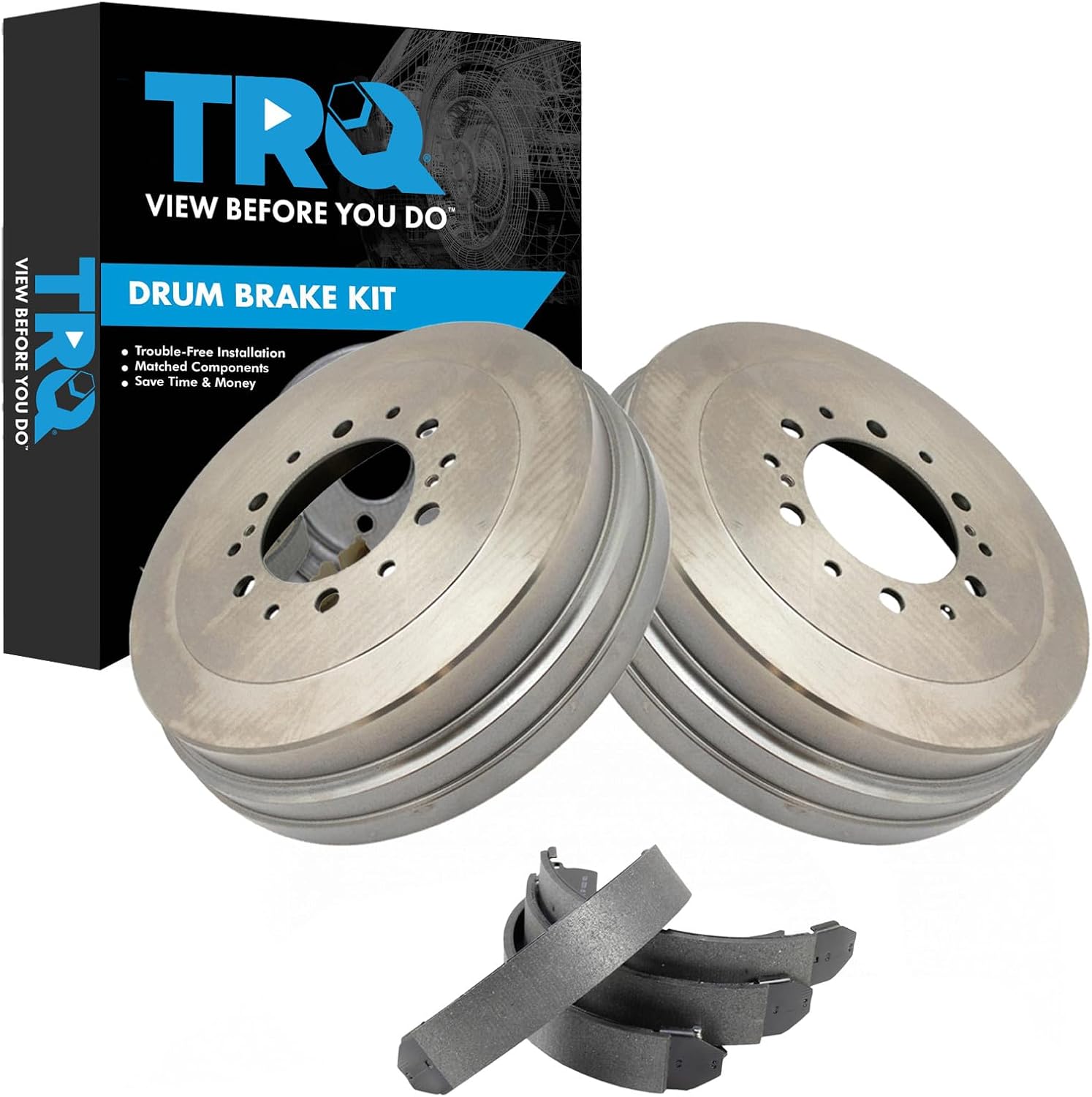 TRQ Rear Brake Shoe & Drum Kit Compatible with 2002 Toyota 4Runner 2003-2004 Tacoma Tundra