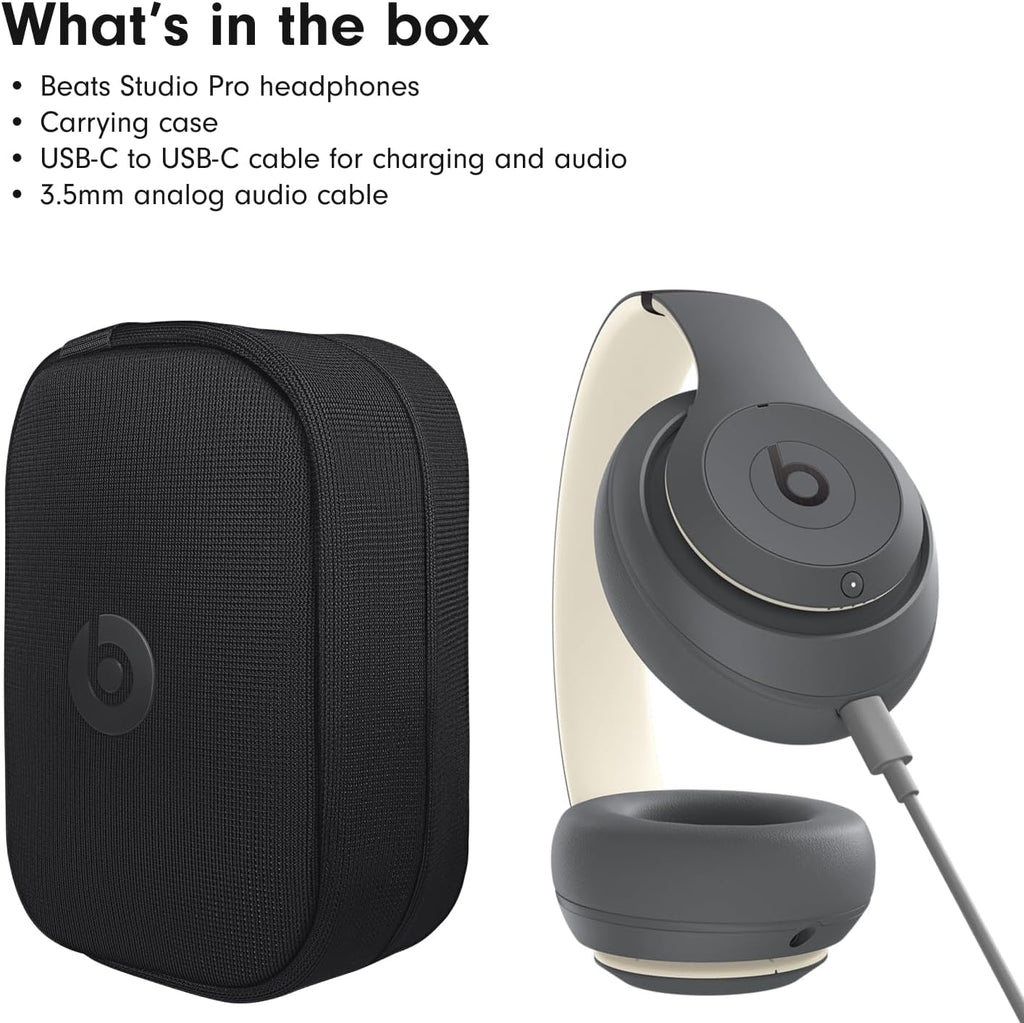 Beats Studio Pro - Premium Wireless Over-Ear Headphones- Up to 40-Hour Battery Life, Active Noise Cancelling, USB-C Lossless Audio, Apple & Android Compatible - Amazon Exclusive Sand Gray (Renewed)