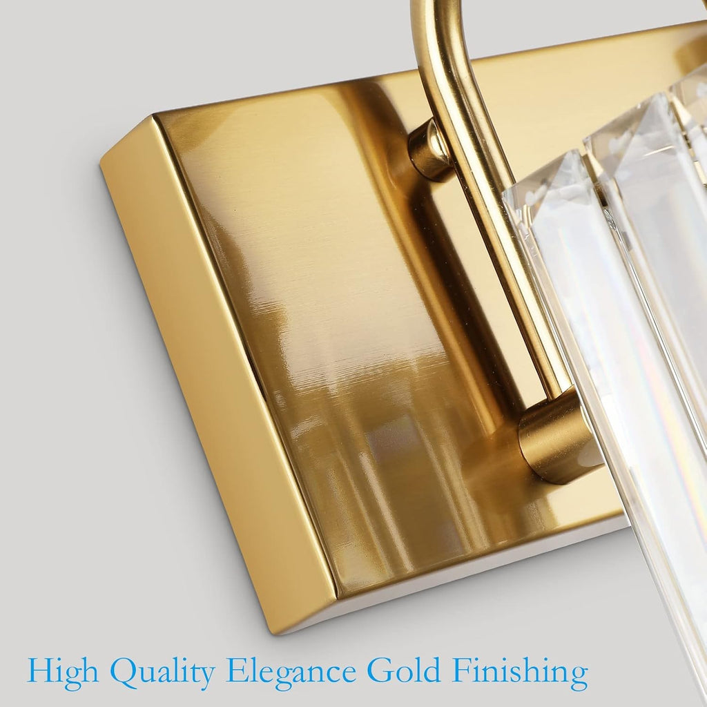 Ralbay Crystal Vanity Lights 4-Lights 31.5''Gold Bathroom Lighting Fixtures Over Mirror Modern Crystal Gold Bathroom Vanity Lights