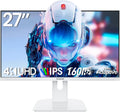 Gawfolk 27 Inch 4K Gaming Monitor 160Hz, White PC Computer Monitors UHD 3840 x 2160p, IPS Screen for Home & Office, Freesync, DP 1.4, HDMI 2.1, Eye Care, Wall Mount Compatible
