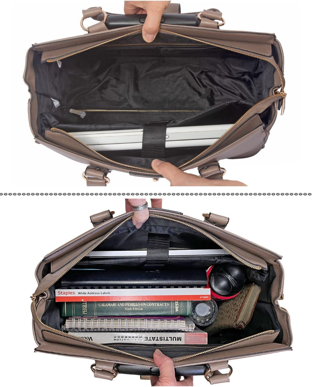 JKM & Company Rolling Laptop Bag for Women | Designer Wheeled Briefcase | Fits 13-17' Laptops | Office Travel Computer Case (Executive Taupe)
