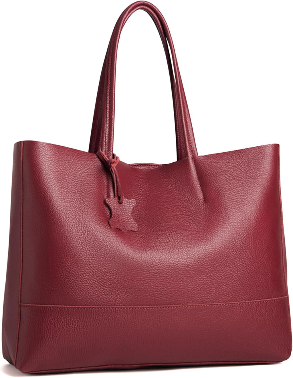 Italian Leather Tote Bag for Women - Large Shoulder Shopper, Fits 16' Laptop, Keychain Holder, Made in Italy