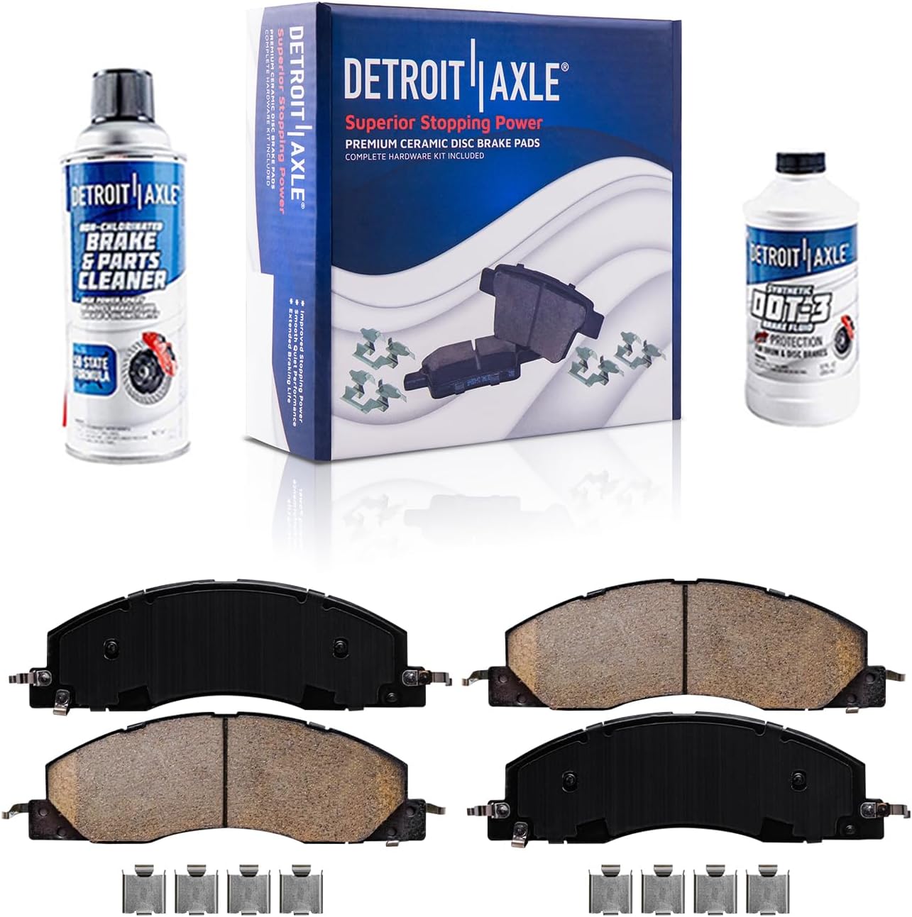 Detroit Axle - Front Wheel Bearing Hubs Brake Kit for 2014-2018 Ram 2500, 2013-2018 Ram 3500, Wheel Bearing Hubs Assembly Disc Brake Rotors Ceramic Brakes Pads 2015 2016 2017 Replacement