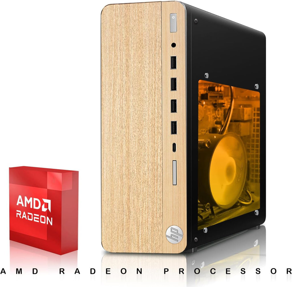 HP Full Light Gaming PC Desktop Computer – AMD Pro A10-9700,RX 550 Graphics,16GB RAM,512GB SSD,32 Inch Curved Monitor,RGB Keyboard with AI Copilot,Mouse,WiFi,RGB Headphone,Windows 11(Renewed)