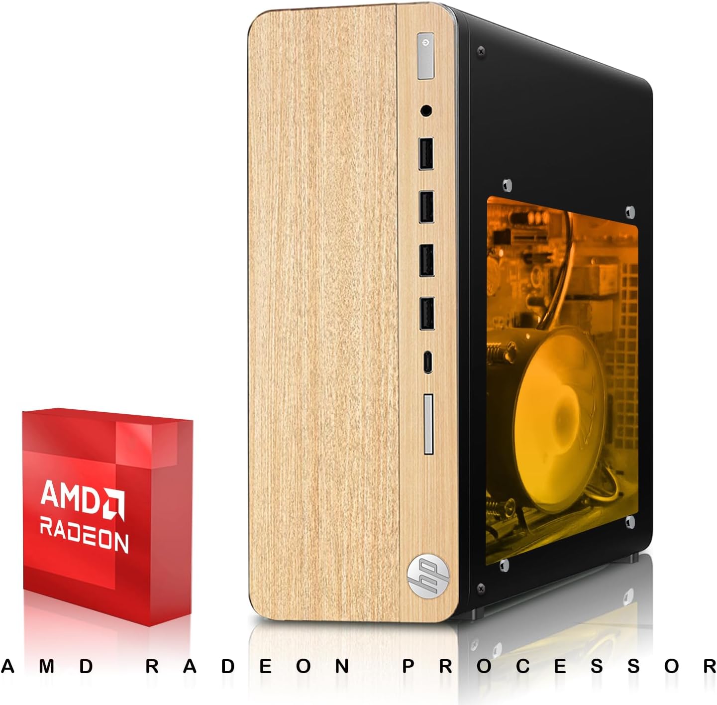 HP Full Light Gaming PC Desktop Computer – AMD Pro A10-9700,RX 550 Graphics,16GB RAM,512GB SSD,32 Inch Curved Monitor,RGB Keyboard with AI Copilot,Mouse,WiFi,RGB Headphone,Windows 11(Renewed)