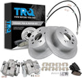 TRQ Rear Brake Pad and Rotor Set Ceramic Rotors Calipers Hoses Compatible with 2007-2012 Lexus ES350 2008-2012 Toyota Avalon 2007-2011 Camry