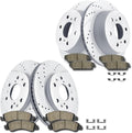 Front and Rear Drilled and Slotted Brake Rotors Ceramic Brake Pads Brake Kit Suitable for Cadillac Escalade GMC Yukon Chevy Silverado 1500 Tahoe