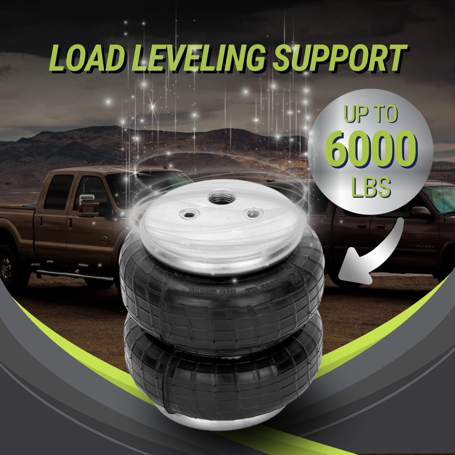 6,000 Lbs Rear Air Bags Suspension Kit for 2001-2006 Chevrolet Chevy Silverado and GMC Sierra 1500 HD 2500 Truck Towing, Replacement for Firestone 2190 Ride Rite Airbags for Trucks Rear Suspension