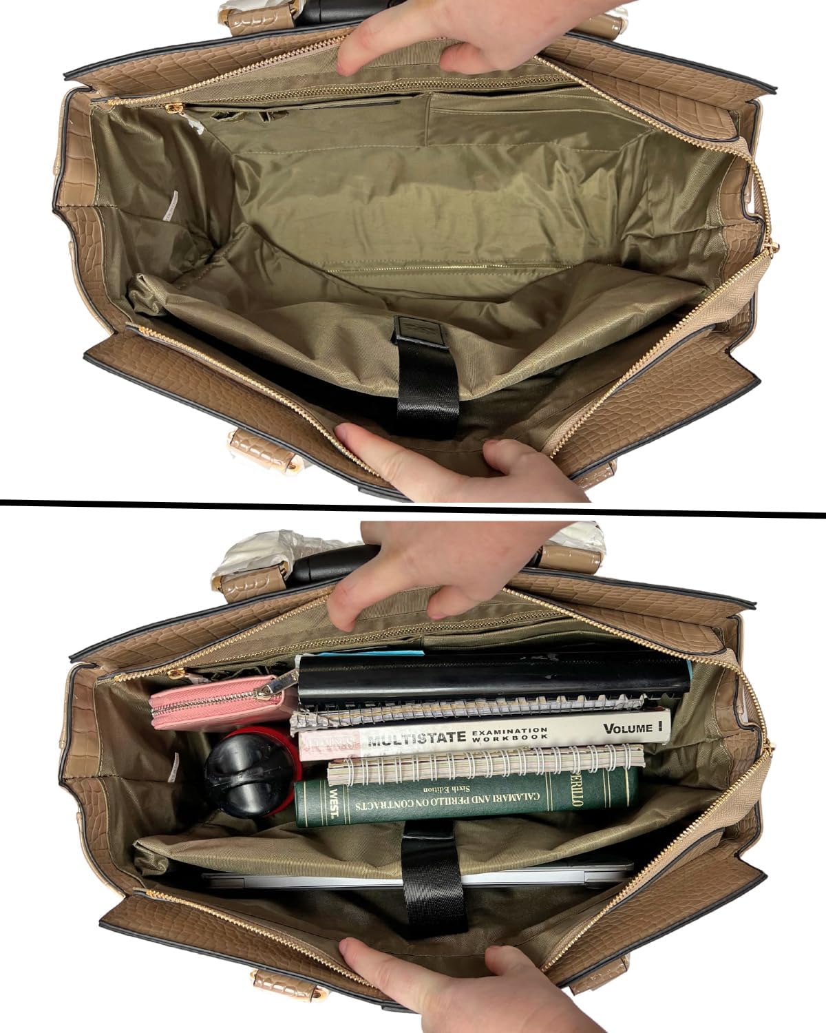 JKM and Company Alligator Compatible With Computer iPad, Laptop Tablet Rolling Tote Bag Briefcase Carryall Bag | Compatible With, Computer, iPad, Laptop, Tablet, Rolling
