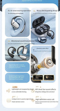 Open Ear Hooks Headphones Wireless Bluetooth V5.4 Sports Earbuds with 60H Playtime,ENC Call Noise Cancellation+Bilateral Stereo,IPX5 Waterproof Earphones for Driving,Office,Black
