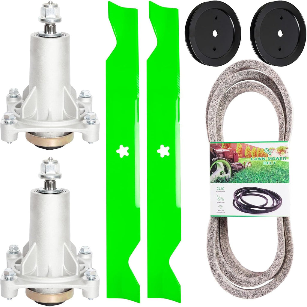 46 Inch Mower Deck Rebuild Kit for AYP Craft sman Husqvarna Pou LAN 2246LS 2346XLS YTA1946 YTA22V46 Includes 2 Spindle 187292, 2 Blade 21546611, 2 Idler 195945, 1 Be lt 21546607