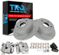 TRQ Performance Rear Brake Pad and Rotor Set Ceramic Solid Coated Rotors Calipers Compatible with 2007-2012 Lexus ES350 2008-2012 Toyota Avalon 2007-2011 Camry
