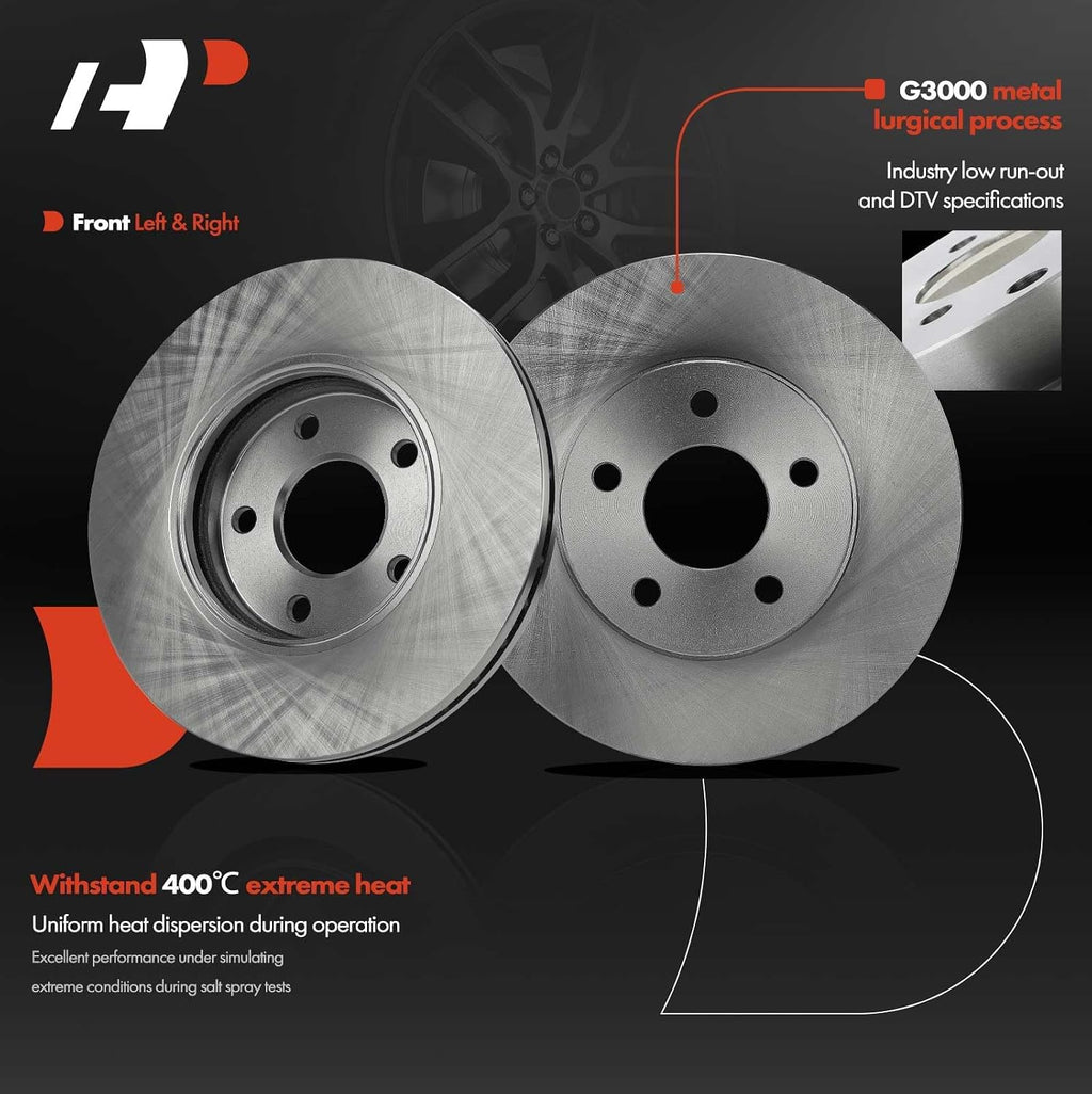 A-Premium Front Vented and Rear Solid Disc Brake Rotors + Ceramic Pads Kit Compatible with Select Chevrolet & Pontiac Models - Malibu 2004-2008, G6 2006-2007, 12-PC Set