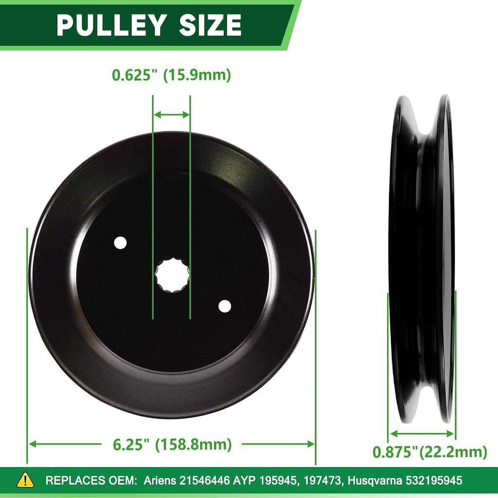 46' Mower Deck Rebuild Kit Fit for Husqvarna YTH22V46 YTH21K46 YTH20K46 YTH23K46 YTH2246 Lawn Mower Includes 2 187292 Spindles 2 195945 Puelly 2 Blades 532403107 2 Idlers 177968 196106 1 Belt 405143
