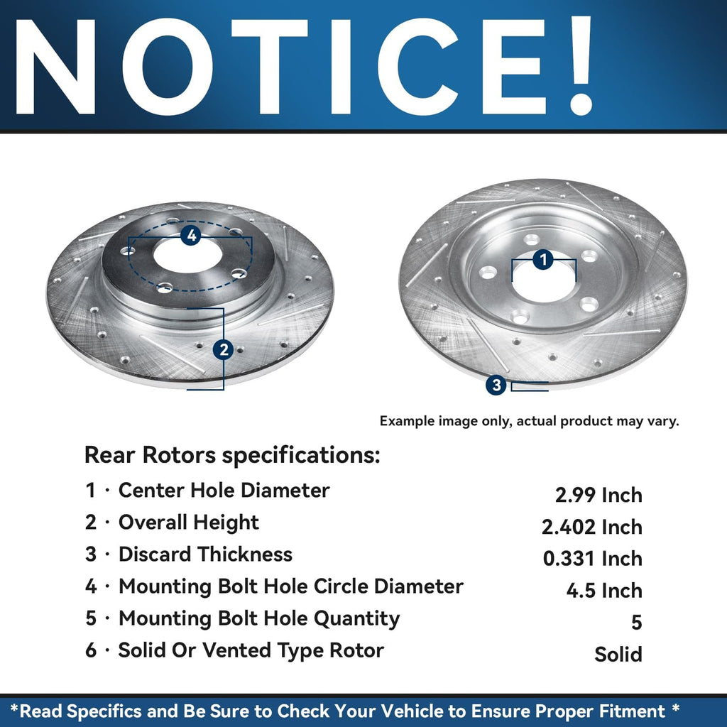 Detroit Axle - FWD Brake Kit for Hyundai 2005-2009 Tucson 2005-2010 Kia Sportage, Drilled and Slotted Disc Brake Rotors Ceramic Brake Pads Replacement : 11.02' inch Front and 10.31' inch Rear Rotors