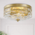 KSANA Gold Modern Flush Mount Ceiling Light Fixture with Water Ripple Glass for Bedroom, Hallway, Kitchen, Dining & Living Room, Foyer and Bathroom
