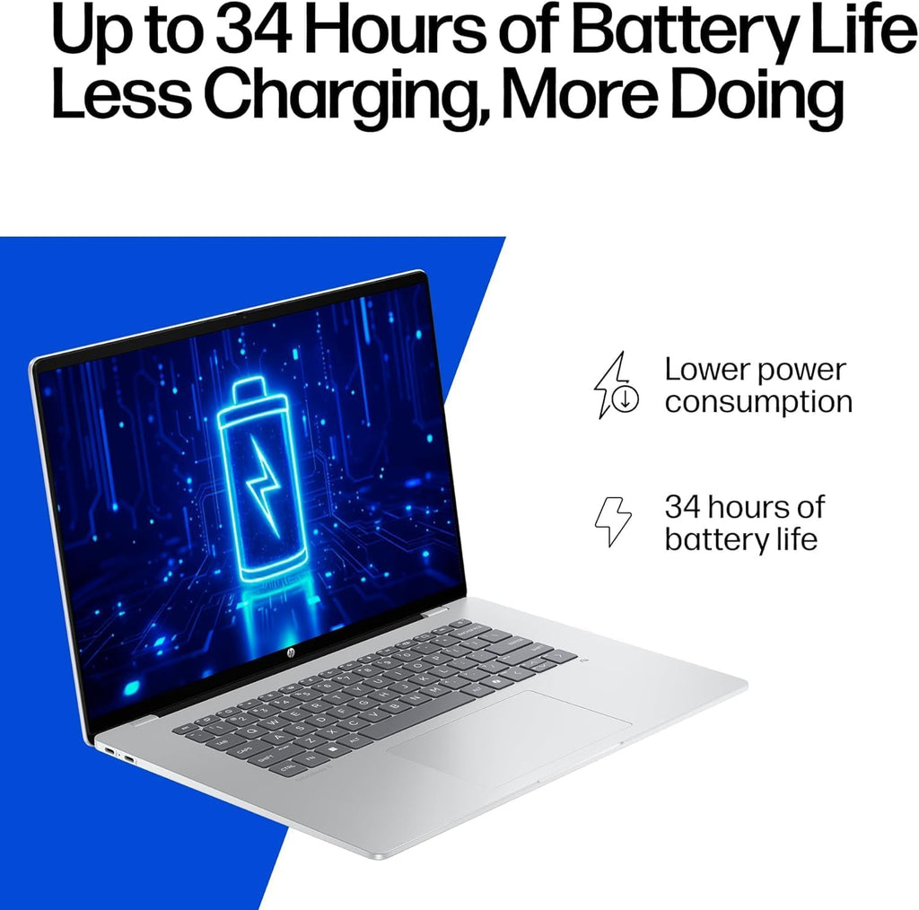 HP OmniBook 5 16-inch AI Laptop, 2K OLED Touchscreen, Snapdragon X Plus X1P-42-100, 16GB RAM, 1TB SSD, 34Hr Battery, Copilot+ PC, w/Stylus Pen