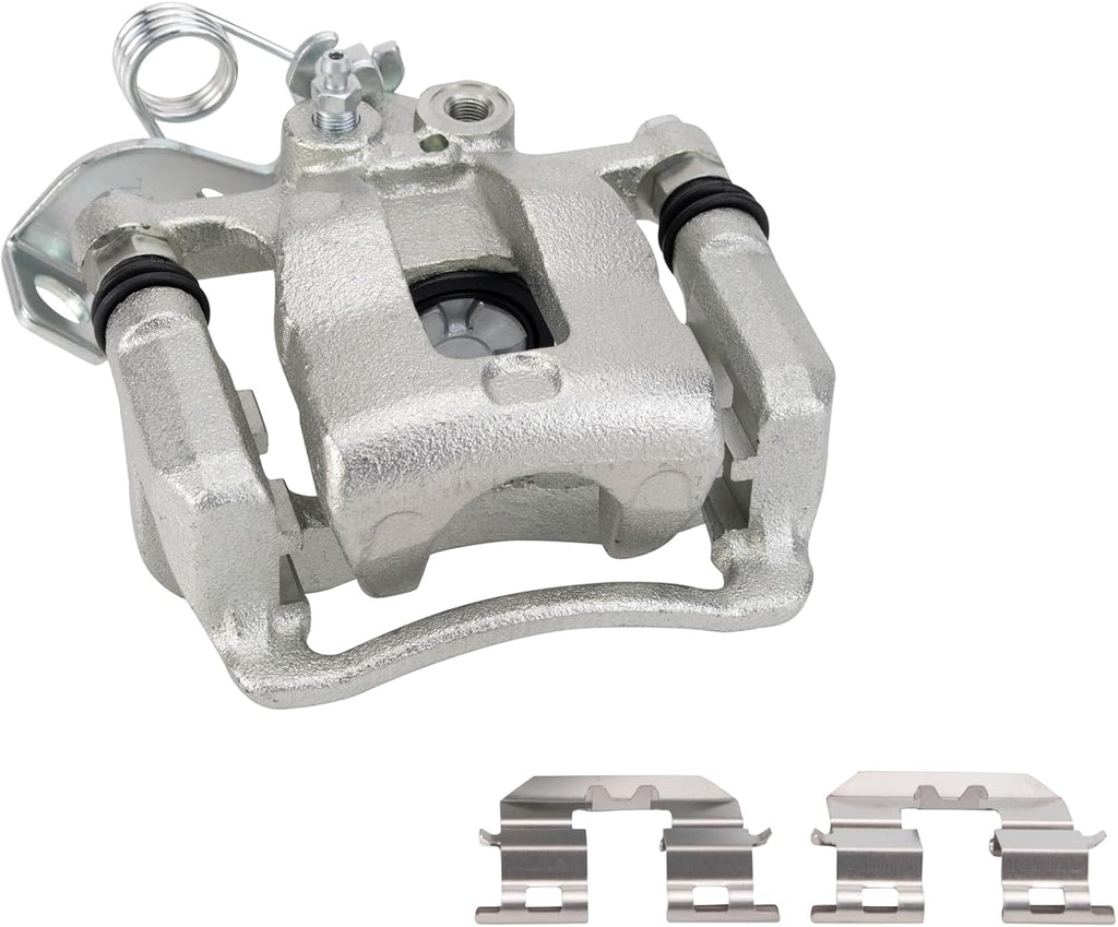 TRQ Performance Rear Brake Pad and Rotor Set Ceramic Solid G Coated Rotors Calipers Compatible with 2012-2016 Kia Rio