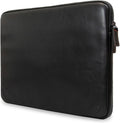 Casemade Real Leather Laptop Case/Zipped Folio Bag with Inner Pocket & Wool Lining Compatible with Apple MacBook, HP, Dell, Asus, Levovo (16 Inch - Black)