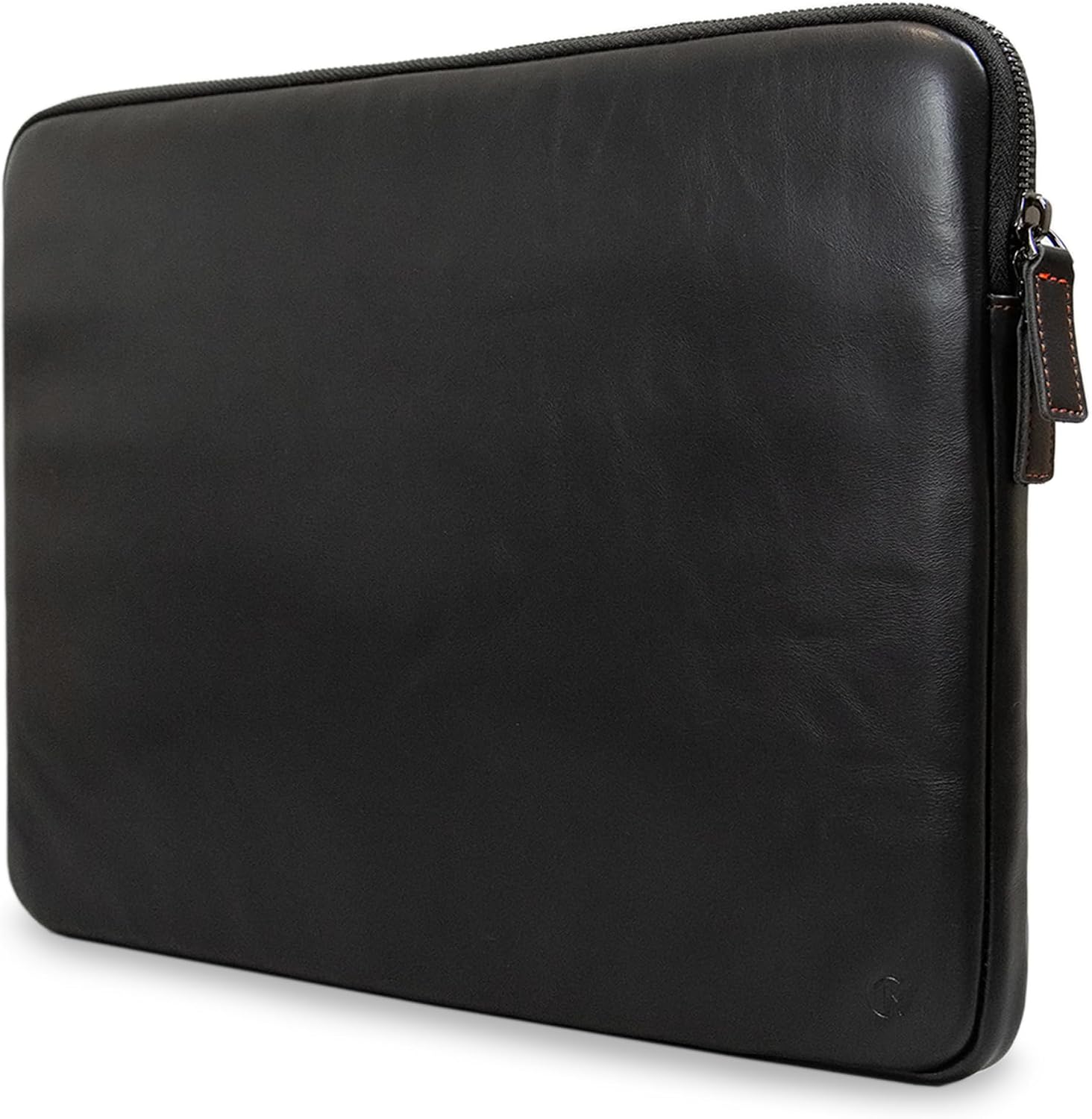 Casemade Real Leather Laptop Case/Zipped Folio Bag with Inner Pocket & Wool Lining Compatible with Apple MacBook, HP, Dell, Asus, Levovo (16 Inch - Black)