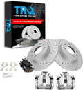 TRQ Performance Rear Brake Pad and Rotor Set Ceramic Solid G Coated Rotors Calipers Compatible with 2012-2017 2019 Fiat 500