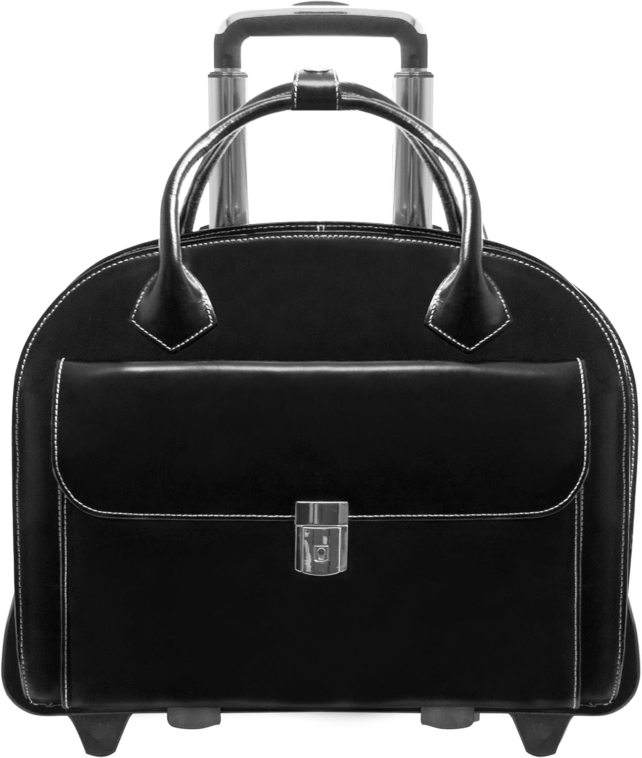 McKlein W Series, Glen Ellyn, 15' Leather Detachable -Wheeled Ladies' Laptop/Computer & Tablet Business Briefcase Bag/Women's Rolling Overnight Travel Bag, Removable trolley case