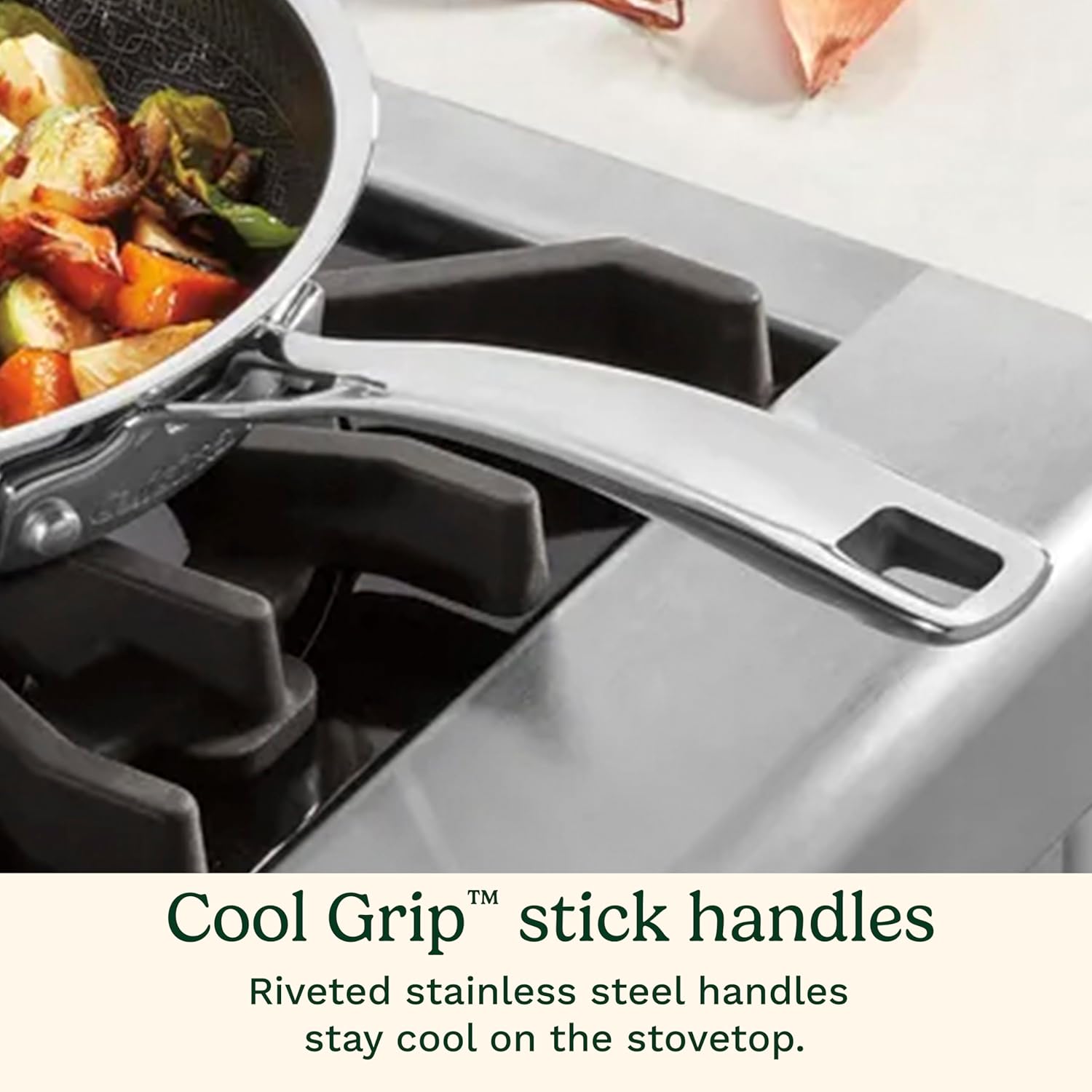 Cuisinart FusionPlus Hybrid Stainless Steel 4-Pc Skillet Cooking Set, 10 Inch and 12 Inch with Lids, PURELYSEAR Hybrid Searing Surface, Oven Safe, Cool Grip Handles, Induction Compatible