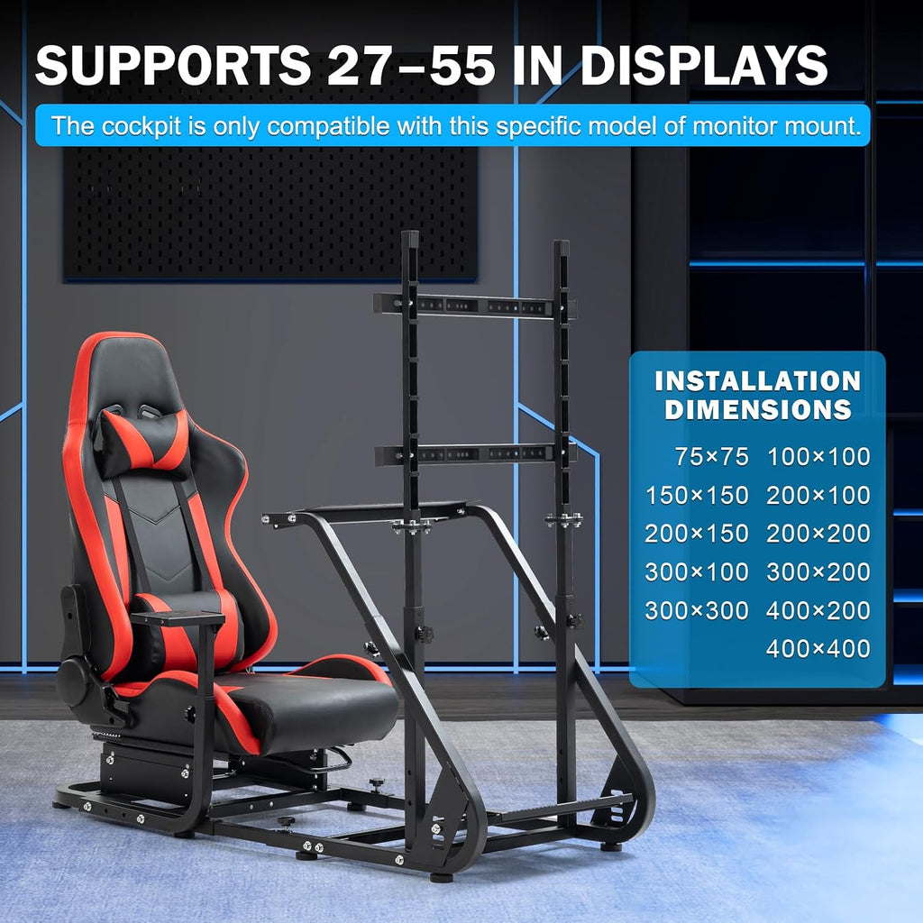 Anman G920 Game Racing Sim Simulator Cockpit with Monitor Stand Fit For Logitech G27 G29, for Thrustmaster T300RS TX T3PA TGT, for Fantec,with Red seat- TV Mount, Not Included Wheel Shifter Pedal