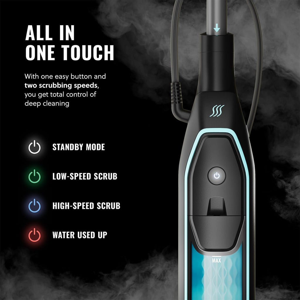 Pursteam New & Improved ScrubMaster Steam Mop with Dual Scrubbing LED Head