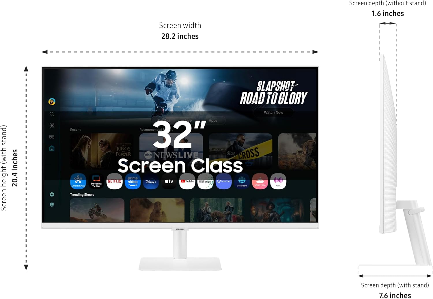 Samsung 32' Smart Monitor M7 (M70F) 4K UHD Display, Samsung Vision AI, Smart TV Apps, Gaming Hub, USB-C, HDMI and USB-A, White, LS32FM703UNXZA, 2025 (Renewed)