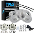 TRQ Rear Brake Pad and Rotor Set Ceramic Rotors Calipers Hoses Compatible with 2007-2008 Nissan Maxima