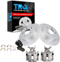 TRQ Performance Rear Brake Pad and Rotor Set Ceramic Solid Coated Rotors Calipers Compatible with 2012-2016 Buick LaCrosse 2012-2017 Regal 2013 Chevrolet Malibu