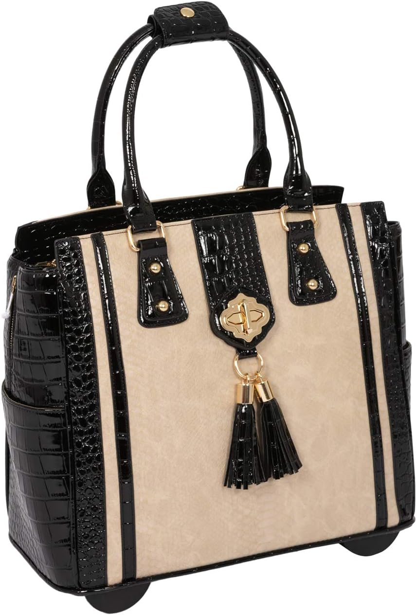 JKM & Company Rolling Briefcase for Women, THE MONTECITO Rolling Laptop Bag for Women