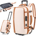 Fanwoli Vacuum Rolling Travel Backpack,Carry On Luggage with TSA Lock & Anti Theft Zipper,70L Expandable Airbag Backpack with Compression Pump,Waterproof Laptop Bag Ideal for Flight & Business,White